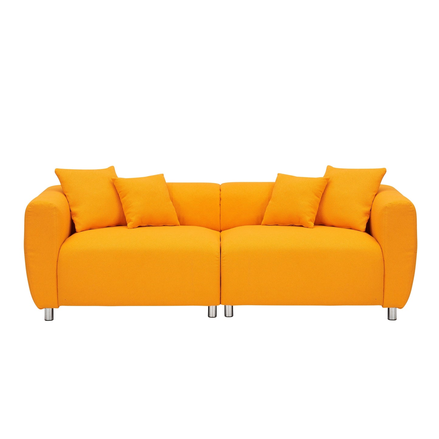 Yellow 89 Cotton Linen 3-seater Sofa with Metal Legs and Solid Wood Frame for Living Room