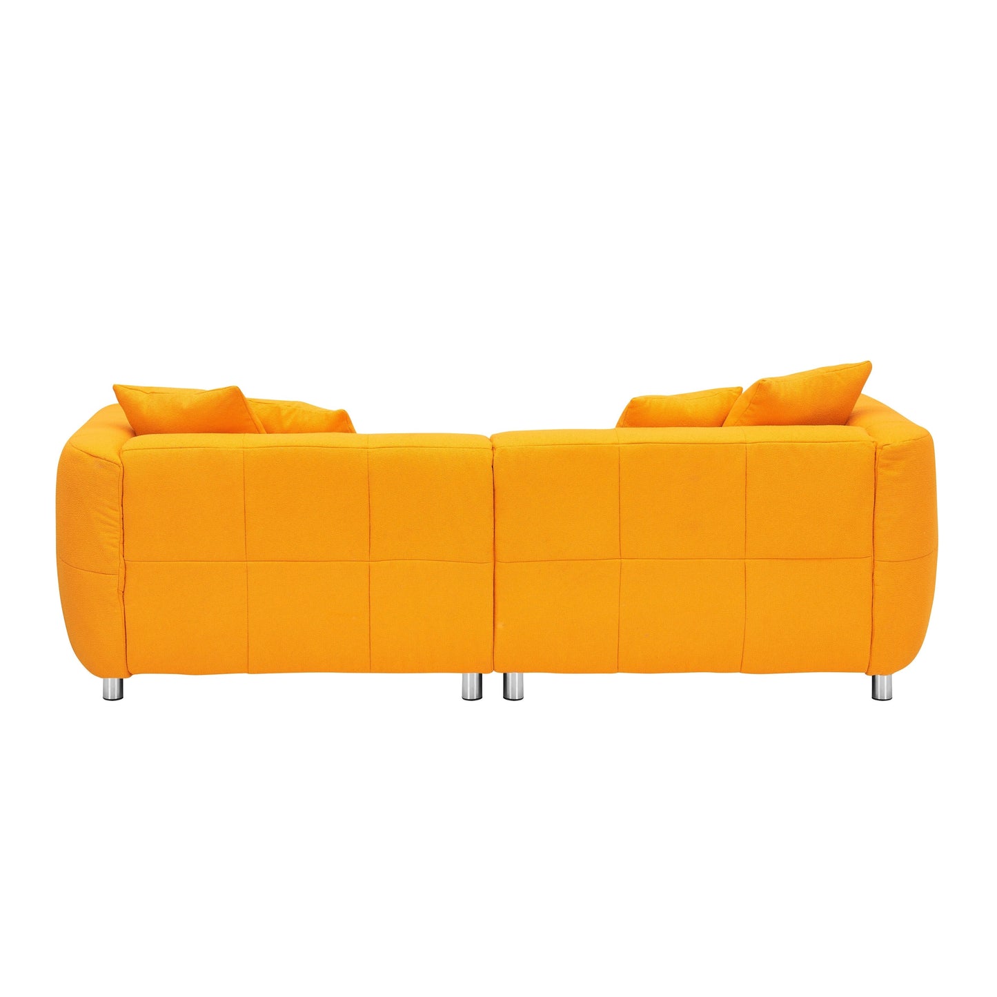 Yellow 89 Cotton Linen 3-seater Sofa with Metal Legs and Solid Wood Frame for Living Room