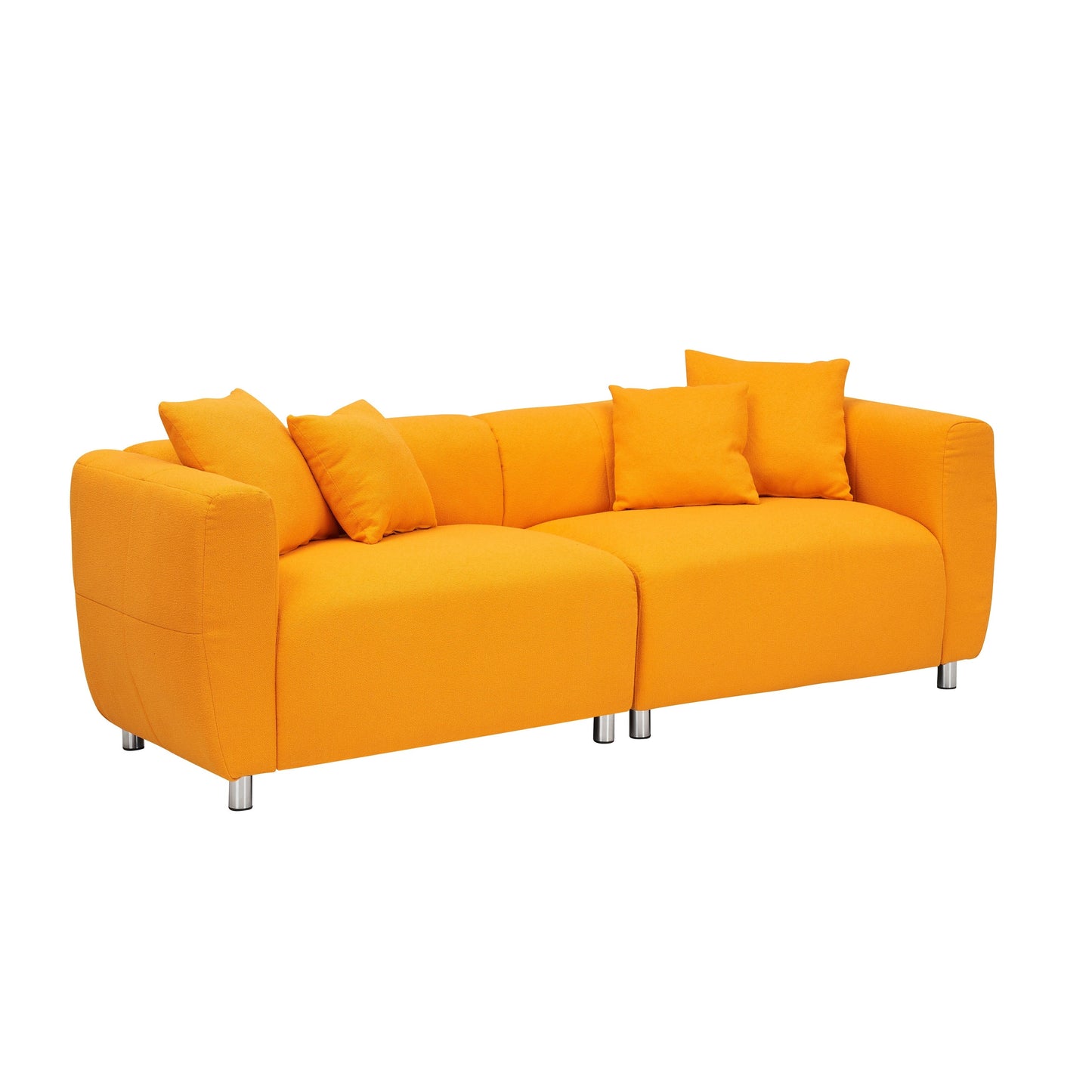 Yellow 89 Cotton Linen 3-seater Sofa with Metal Legs and Solid Wood Frame for Living Room
