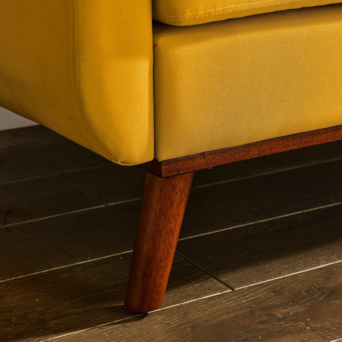 Yellow Foam Button Tufted Loveseat Sofa with Iron Legs