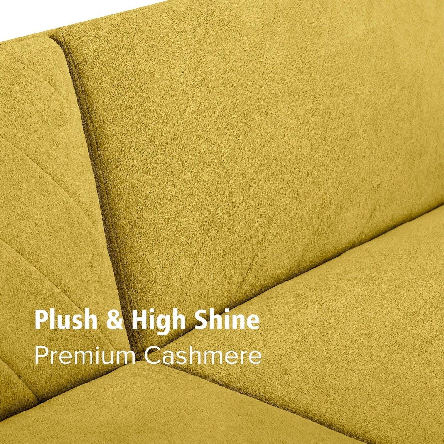 Yellow Snowflake Velvet Futon Sofa Bed