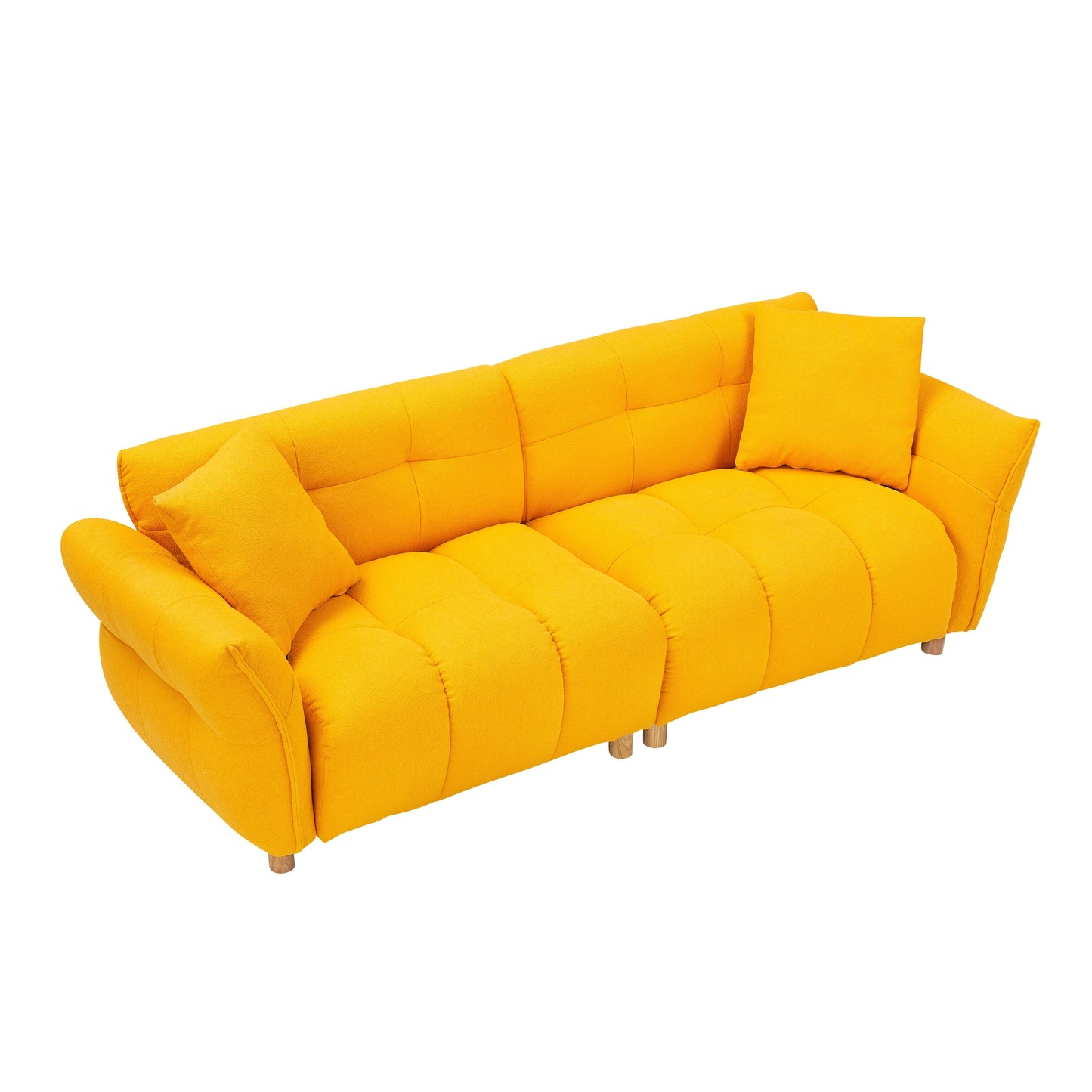 Yellow Teddy Upholstered 3-seater Sofa with Matching Pillows