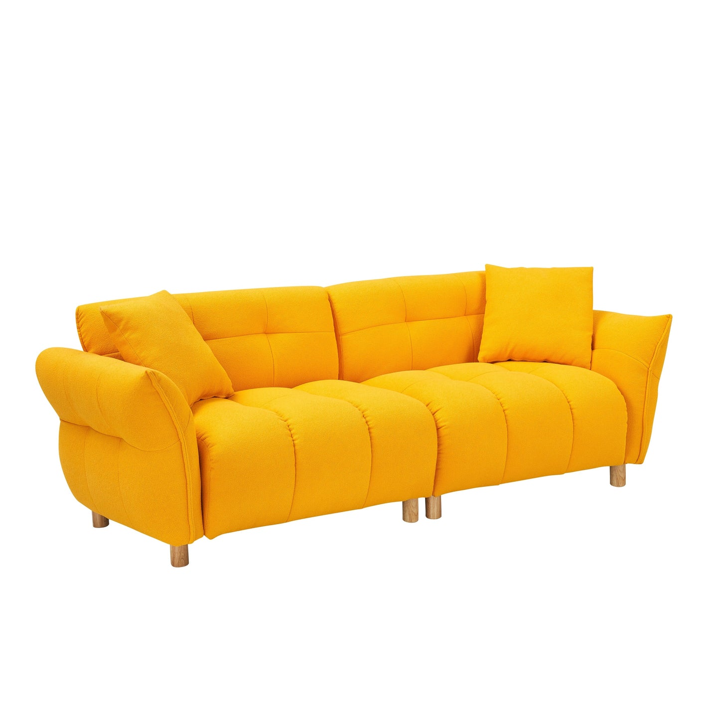 Yellow Teddy Upholstered 3-seater Sofa with Matching Pillows