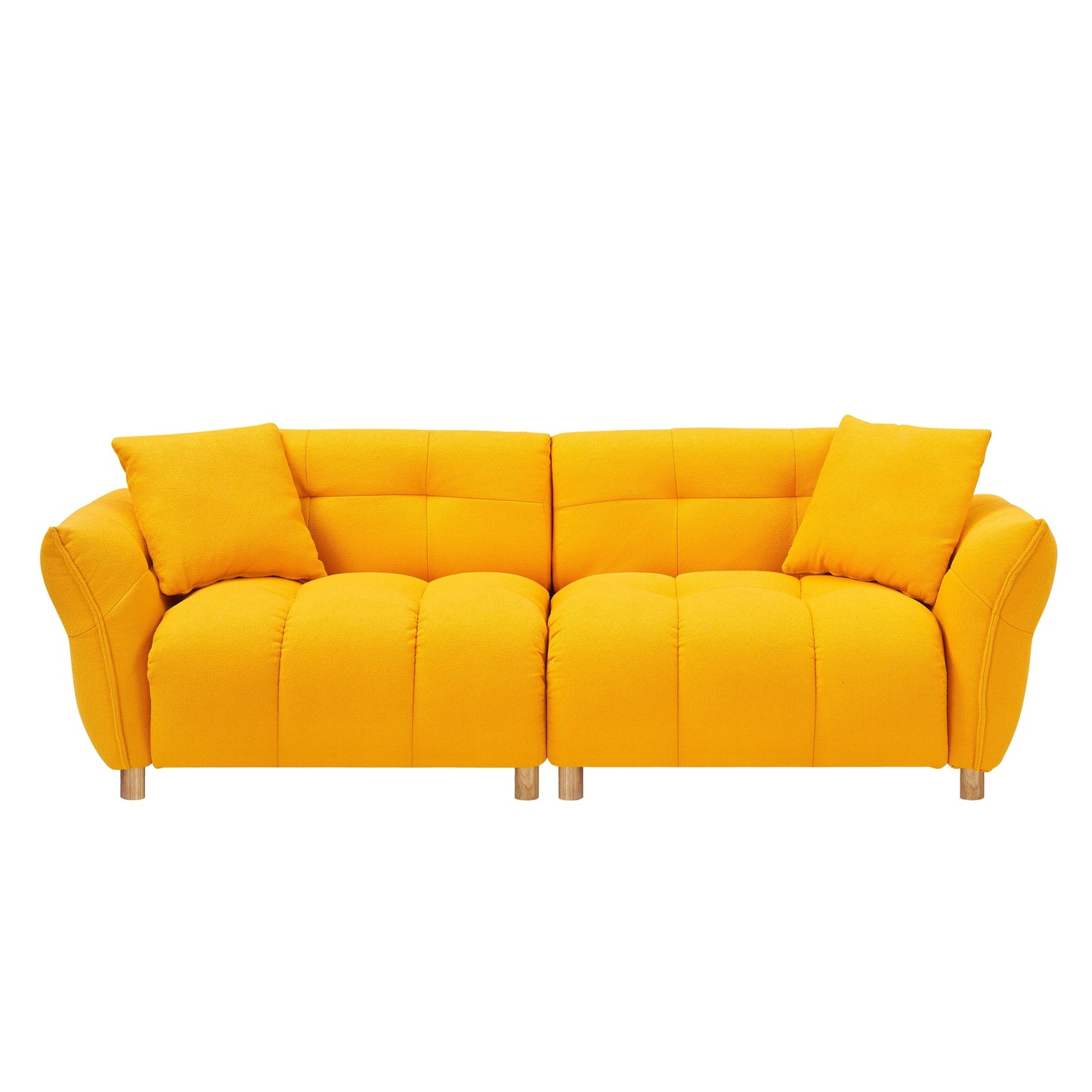 Yellow Teddy Upholstered 3-seater Sofa with Matching Pillows