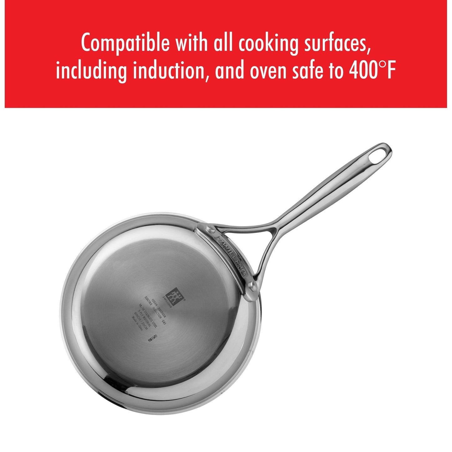 ZWILLING Energy Plus 2-teiliges Bratpfannenset aus Edelstahl mit Keramik-Antihaftbeschichtung, 10 Zoll und 12 Zoll
