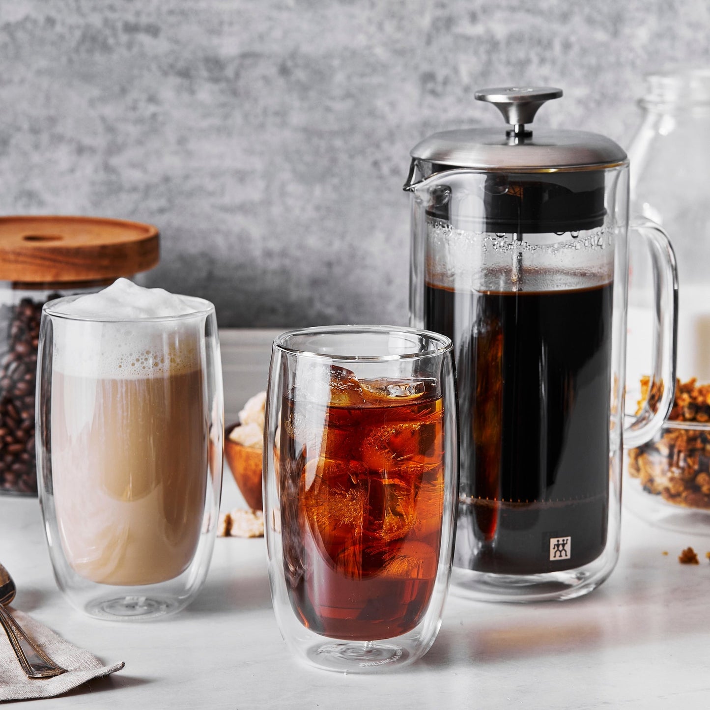 Zwilling Sorrento Doppelwandige French Press und Latte-Glas – Transparent – 27 oz