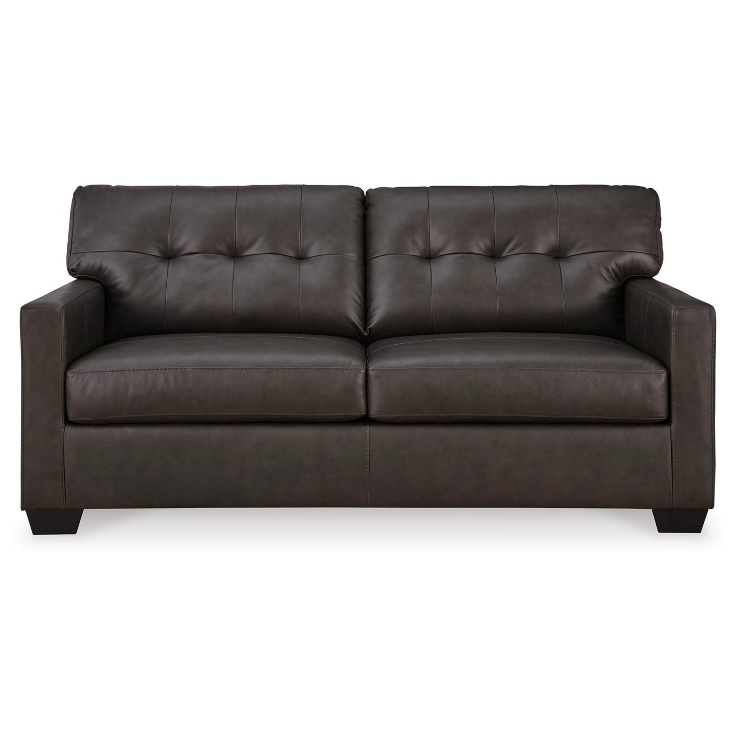 Zada Full Size Sofa Sleeper, Dark Brown Faux and Real Leather, 74 Inch