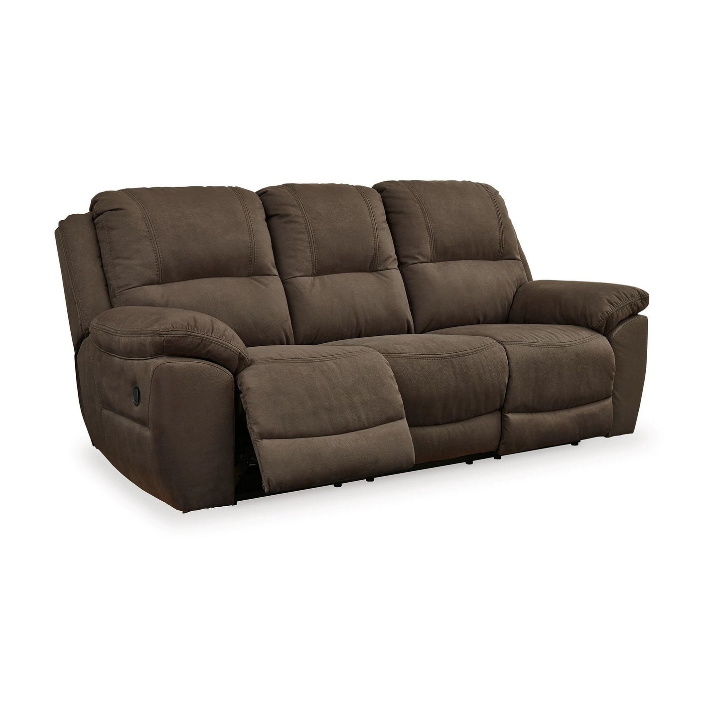 Zane Manual Recliner Sofa with Zero Wall, Brown Faux Suede 93 Inch