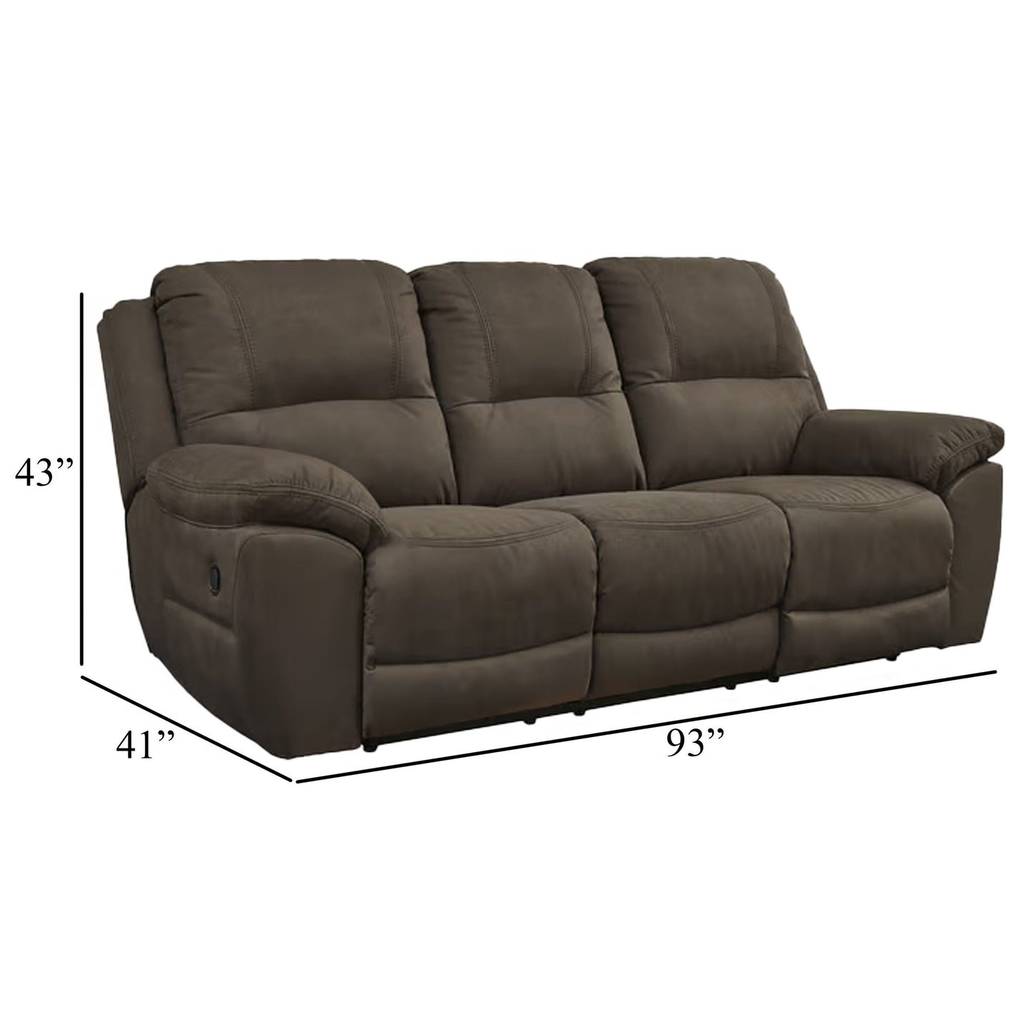 Zane Manual Recliner Sofa with Zero Wall, Brown Faux Suede 93 Inch
