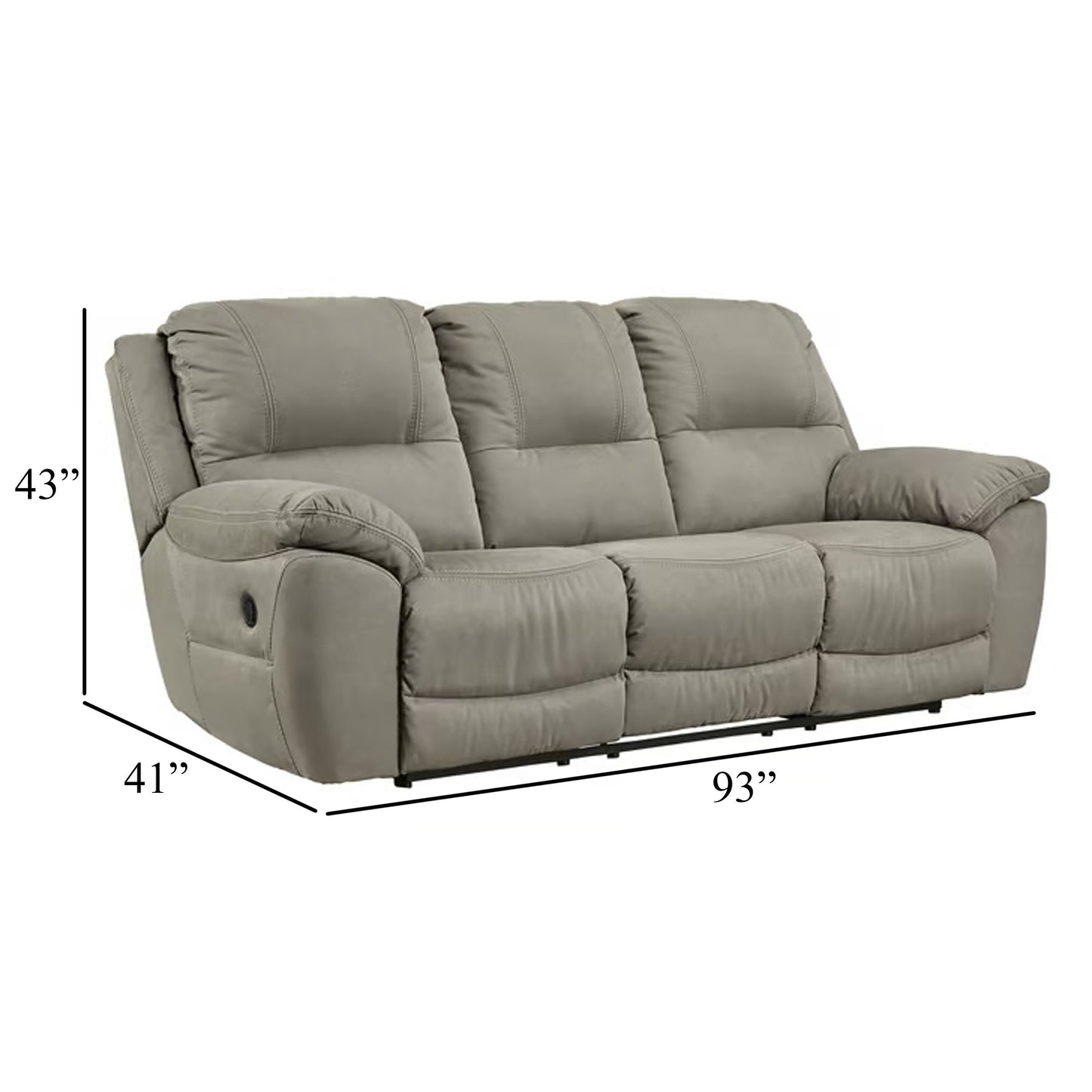 Zane Manual Recliner Sofa with Zero Wall, Gray Faux Suede 93 Inch