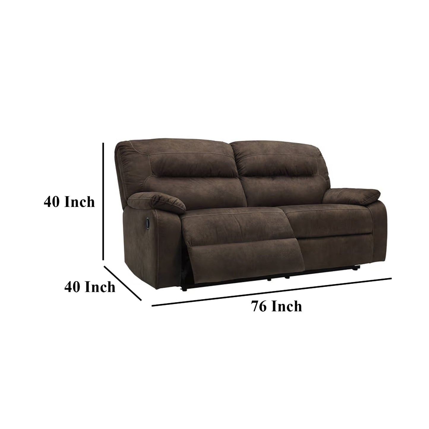Zano 2 Seater Manual Recliner Sofa, Coffee Brown Faux Leather 76 Inch