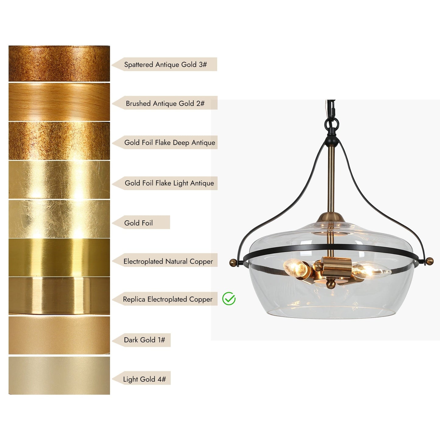 Zelena Moderner Bauernhaus-Kronleuchter in Schwarzgold, 3-flammig, Glas-Pendelleuchte für Kücheninsel, Esszimmer