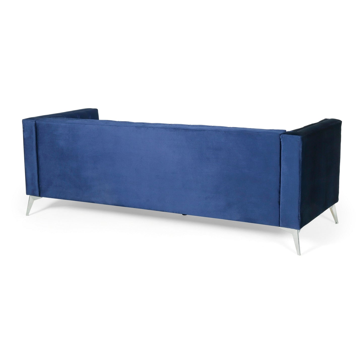 Zexy Sofa, 3 Seater Chesterfield Button Tuft Tuxedo Arms, Blue Velvet