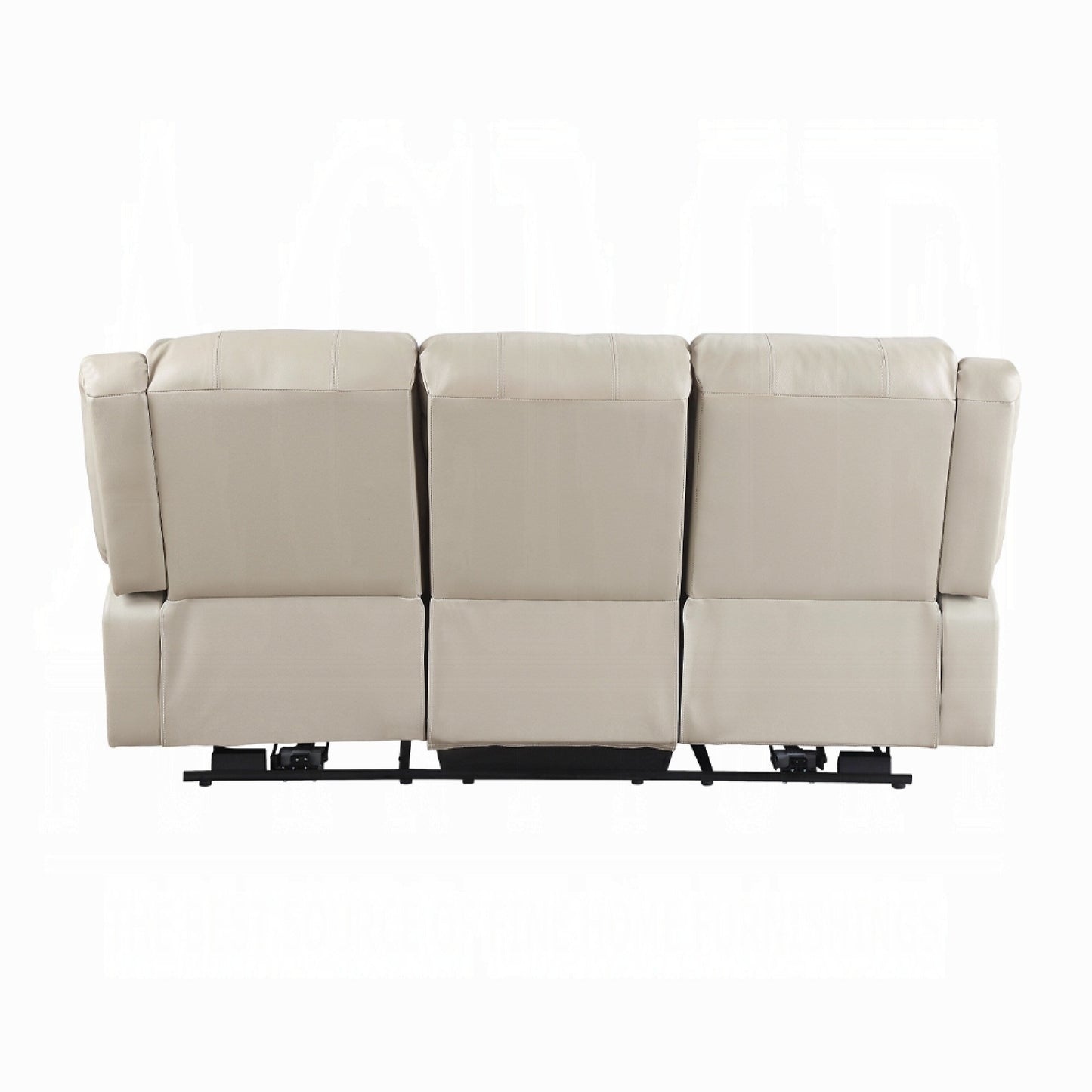 Zuru Power Reclining Sofa, 78 Inch, Pillowed Arms, Beige Faux Leather