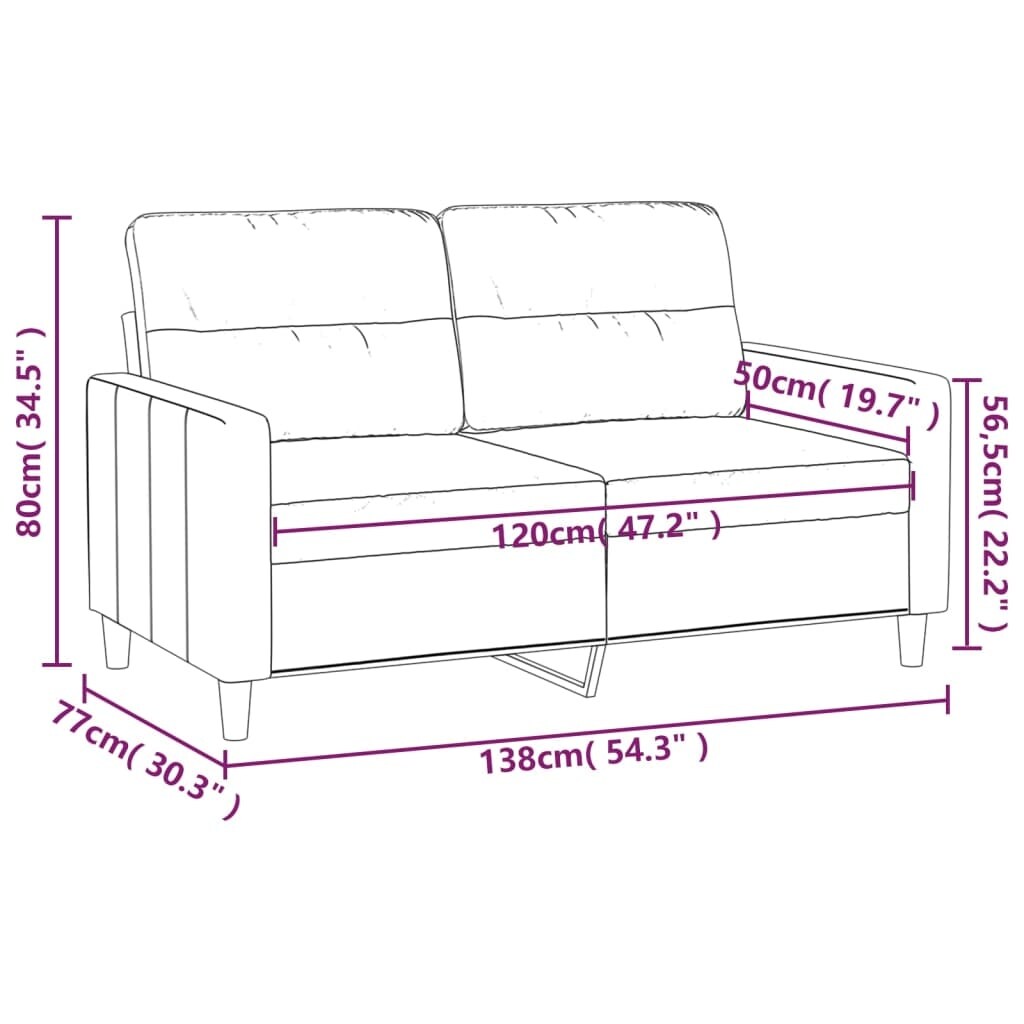 vidaXL 2-Seater Sofa Dark Gray 47.2 Fabric - 54.3 x 30.3 x 31.5