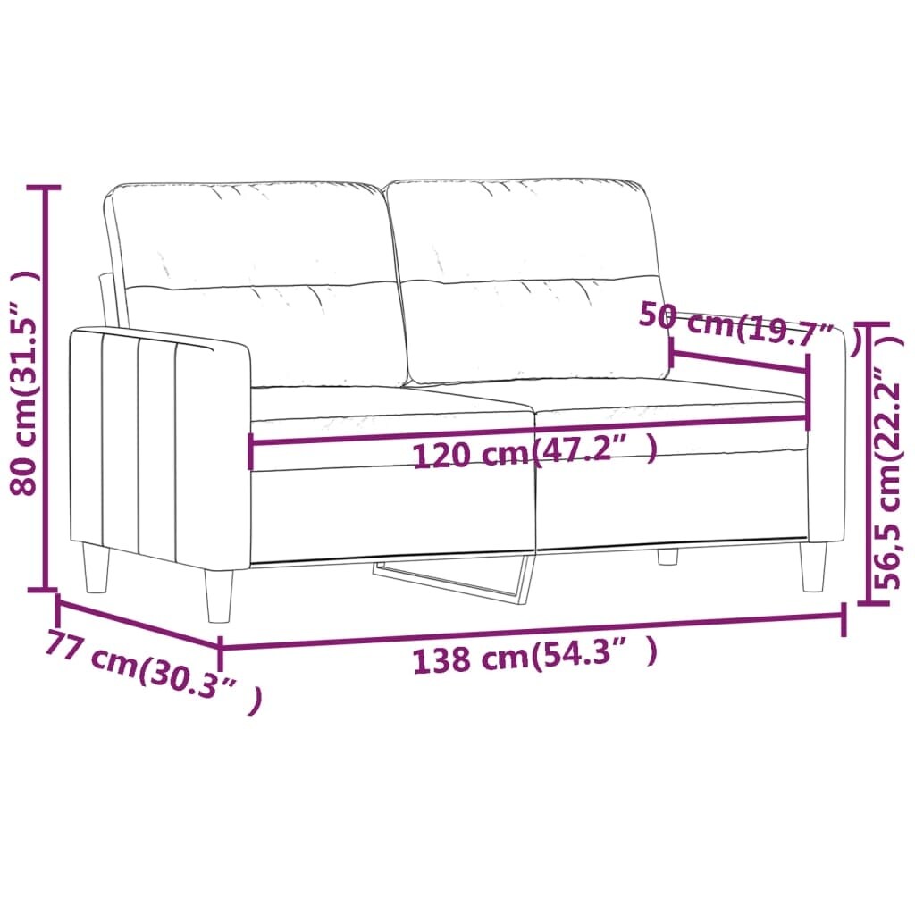 vidaXL 2-Seater Sofa Dark Gray 47.2 Fabric - 54.3 x 30.3 x 31.5