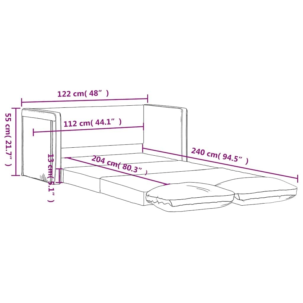vidaXL Floor Sofa Bed Dark Grey Velvet Compact - 48.0 x 48.0 x 21.7