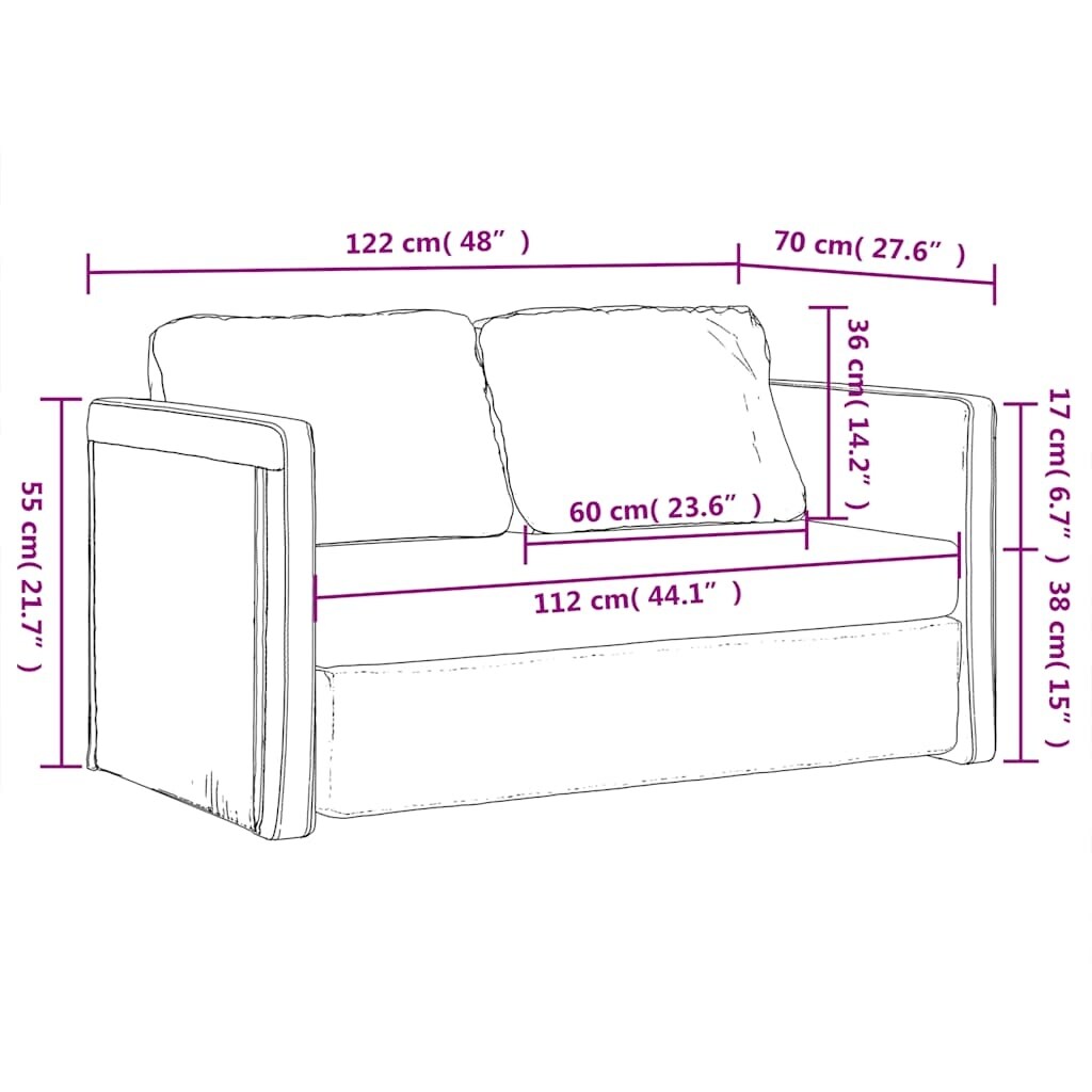 vidaXL Floor Sofa Bed Dark Grey Velvet Compact - 48.0 x 48.0 x 21.7