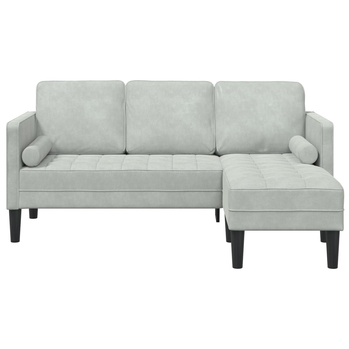 vidaXL Garden Sofa L-Shaped Black/Dark Grey/Light Grey Velvet - 68.1 x 51.6 x 26.4