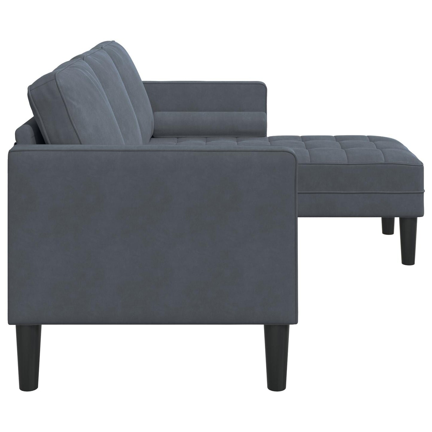 vidaXL Garden Sofa L-Shaped Black/Dark Grey/Light Grey Velvet - 68.1 x 51.6 x 26.4