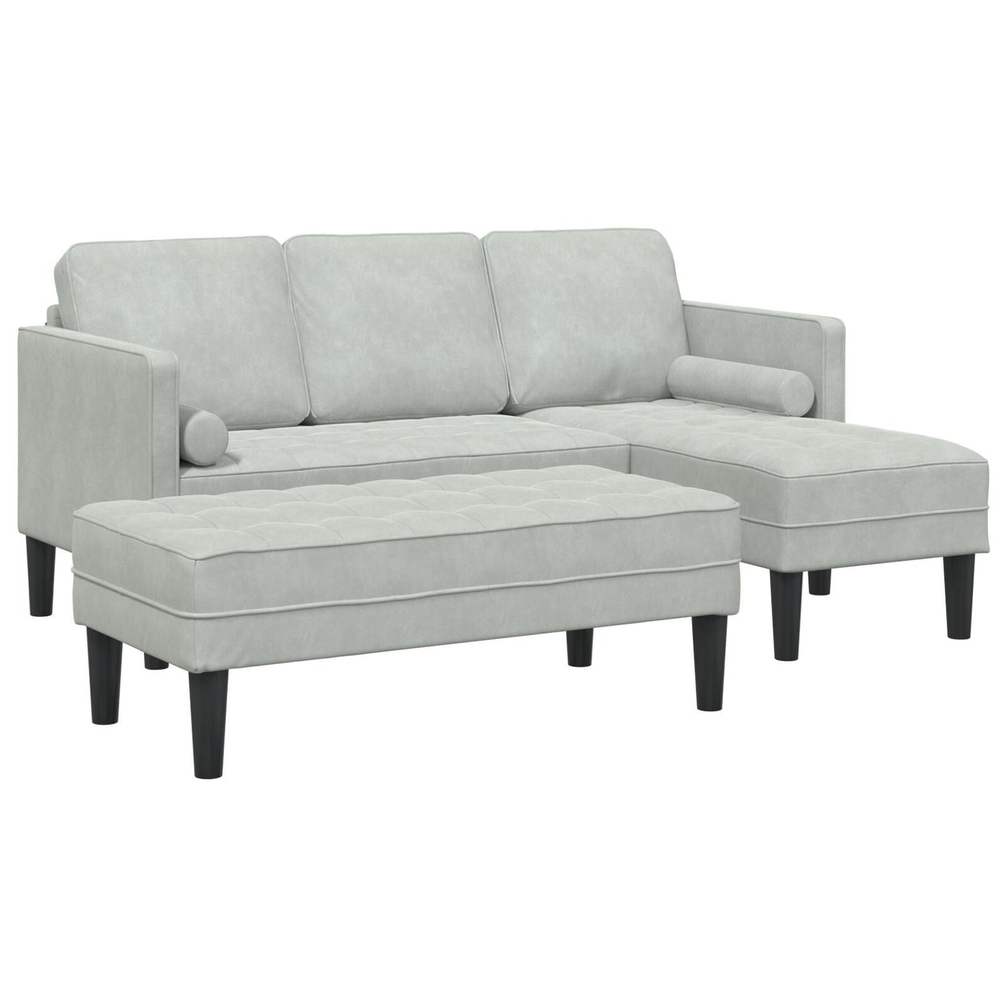 vidaXL Garden Sofa L-Shaped Black/Dark Grey/Light Grey Velvet - 68.1 x 51.6 x 26.4