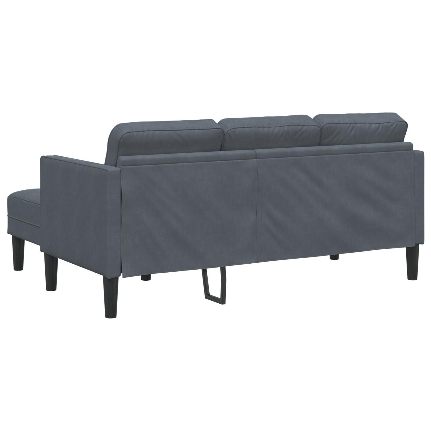 vidaXL Garden Sofa L-Shaped Black/Dark Grey/Light Grey Velvet - 68.1 x 51.6 x 26.4