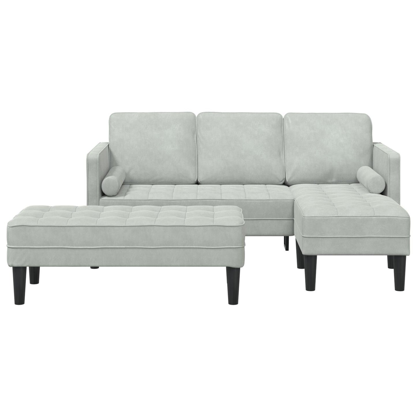 vidaXL Garden Sofa L-Shaped Black/Dark Grey/Light Grey Velvet - 68.1 x 51.6 x 26.4