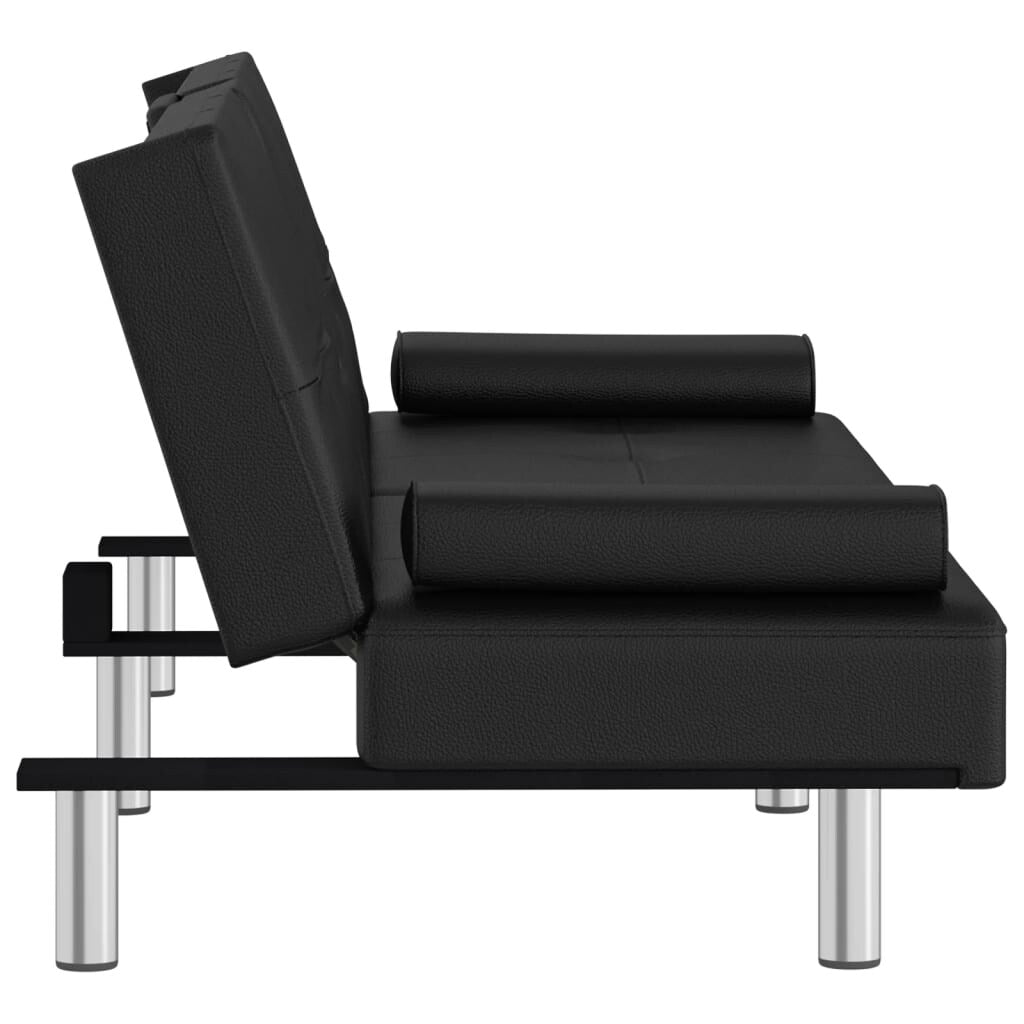 vidaXL Sofa Bed Foldable Sleeper Sofa Couch Bed with Cup Holders Faux Leather - 78.7 x 35 x 27.6