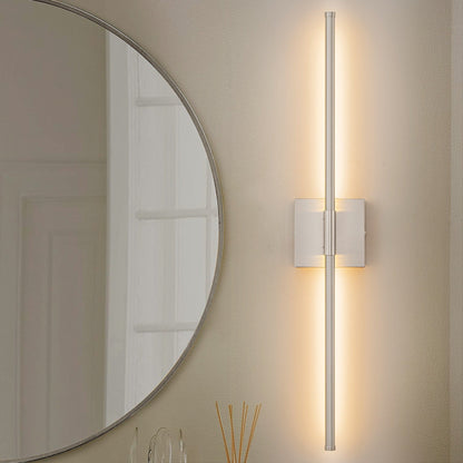 1-flammige, moderne, lange, lineare Wandleuchte in Schwarz/Gold/Nickel, dimmbare LED-Badezimmer-Waschtischleuchte