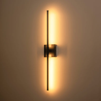 1-flammige, moderne, lange, lineare Wandleuchte in Schwarz/Gold/Nickel, dimmbare LED-Badezimmer-Waschtischleuchte