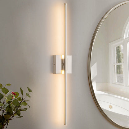 1-flammige, moderne, lange, lineare Wandleuchte in Schwarz/Gold/Nickel, dimmbare LED-Badezimmer-Waschtischleuchte