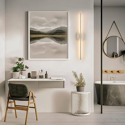 1-flammige, moderne, lange, lineare Wandleuchte in Schwarz/Gold/Nickel, dimmbare LED-Badezimmer-Waschtischleuchte
