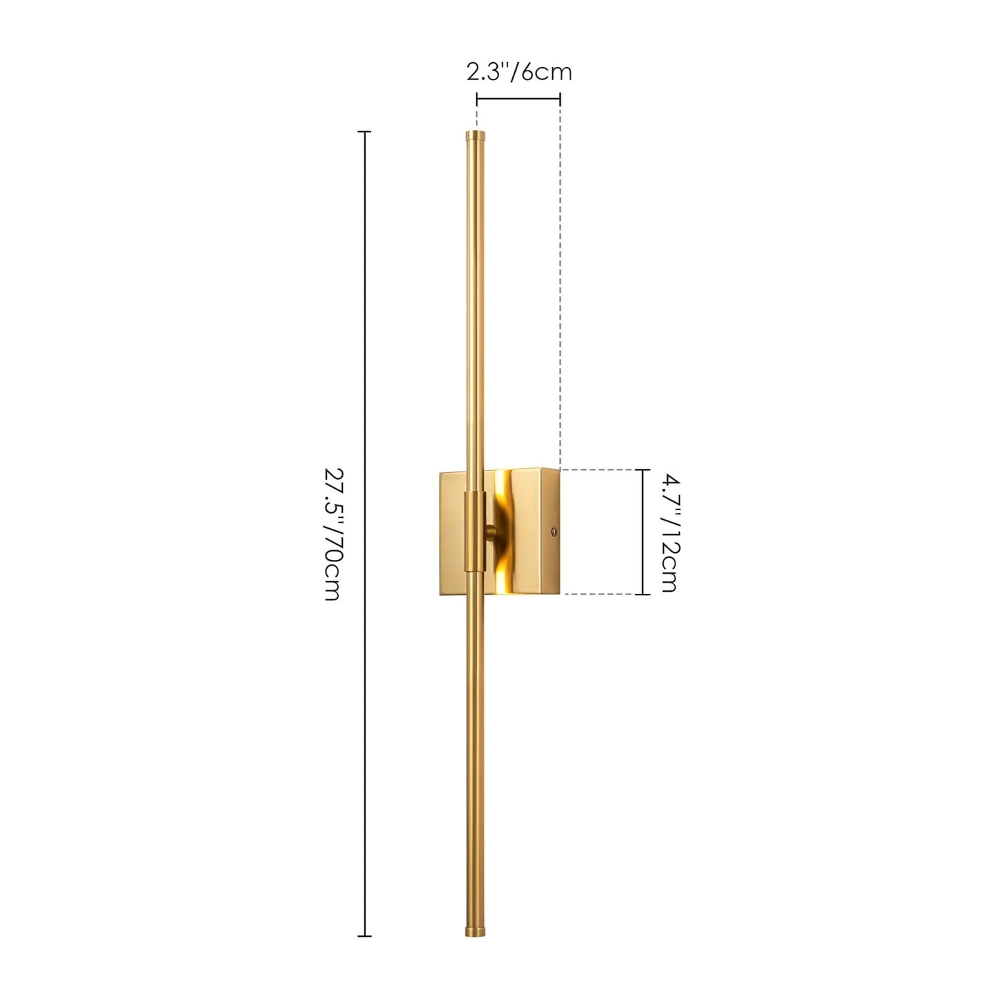 1-flammige, moderne, lange, lineare Wandleuchte in Schwarz/Gold/Nickel, dimmbare LED-Badezimmer-Waschtischleuchte