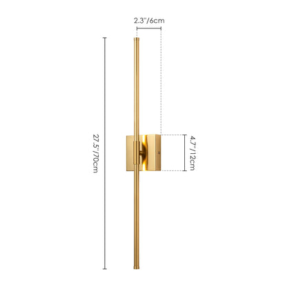 1-flammige, moderne, lange, lineare Wandleuchte in Schwarz/Gold/Nickel, dimmbare LED-Badezimmer-Waschtischleuchte
