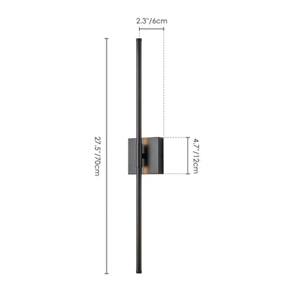 1-flammige, moderne, lange, lineare Wandleuchte in Schwarz/Gold/Nickel, dimmbare LED-Badezimmer-Waschtischleuchte