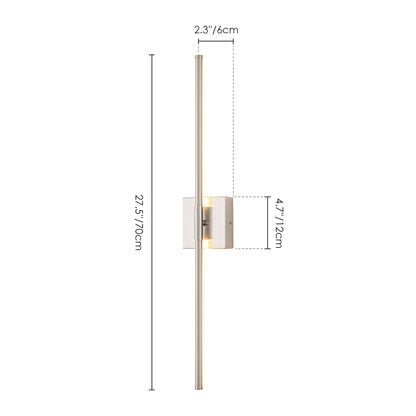 1-flammige, moderne, lange, lineare Wandleuchte in Schwarz/Gold/Nickel, dimmbare LED-Badezimmer-Waschtischleuchte