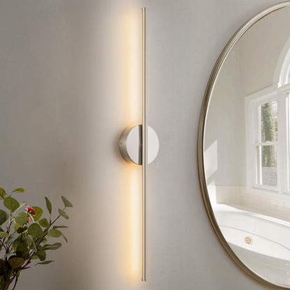 1-flammige, moderne, lange, lineare Wandleuchte in Schwarz/Gold/Nickel, dimmbare LED-Badezimmer-Waschtischleuchte