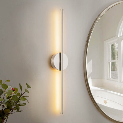 1-flammige, moderne, lange, lineare Wandleuchte in Schwarz/Gold/Nickel, dimmbare LED-Badezimmer-Waschtischleuchte