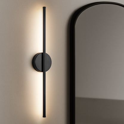 1-flammige, moderne, lange, lineare Wandleuchte in Schwarz/Gold/Nickel, dimmbare LED-Badezimmer-Waschtischleuchte