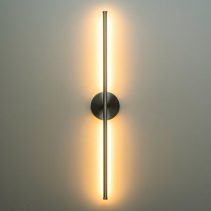1-flammige, moderne, lange, lineare Wandleuchte in Schwarz/Gold/Nickel, dimmbare LED-Badezimmer-Waschtischleuchte