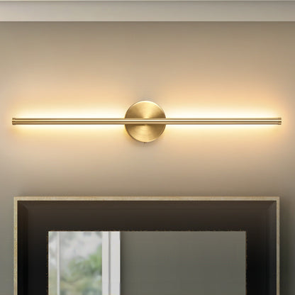 1-flammige, moderne, lange, lineare Wandleuchte in Schwarz/Gold/Nickel, dimmbare LED-Badezimmer-Waschtischleuchte