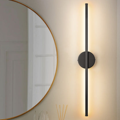 1-flammige, moderne, lange, lineare Wandleuchte in Schwarz/Gold/Nickel, dimmbare LED-Badezimmer-Waschtischleuchte