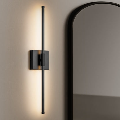1-flammige, moderne, lange, lineare Wandleuchte in Schwarz/Gold/Nickel, dimmbare LED-Badezimmer-Waschtischleuchte