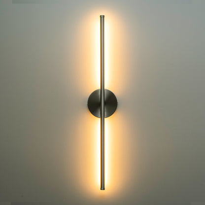 1-flammige, moderne, lange, lineare Wandleuchte in Schwarz/Gold/Nickel, dimmbare LED-Badezimmer-Waschtischleuchte