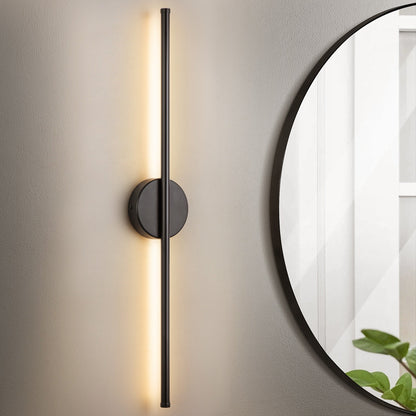 1-flammige, moderne, lange, lineare Wandleuchte in Schwarz/Gold/Nickel, dimmbare LED-Badezimmer-Waschtischleuchte