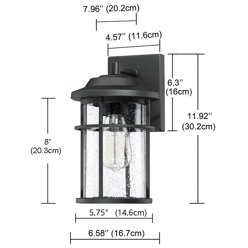 1 Licht Schwarz Coastal Barn Dome Outdoor Wandlaterne Klarglas