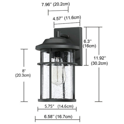 1 Licht Schwarz Coastal Barn Dome Outdoor Wandlaterne Klarglas