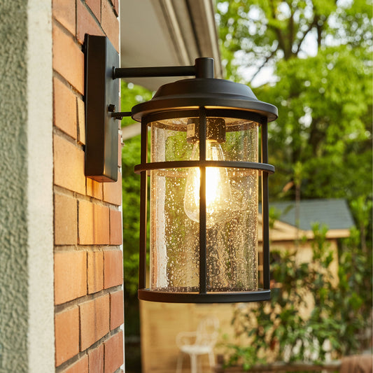 1 Licht Schwarz Coastal Barn Dome Outdoor Wandlaterne Klarglas