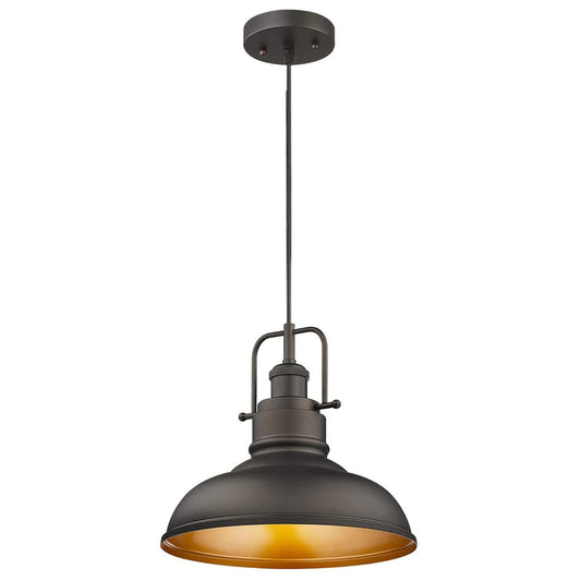 1-flammige Industrie-Pendelleuchte im Landhausstil aus Metall mit Kuppel, Finish in geölter Bronze