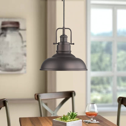 1-flammige Industrie-Pendelleuchte im Landhausstil aus Metall mit Kuppel, Finish in geölter Bronze